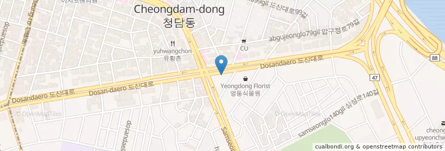 Mapa de ubicacion de 한국스탠다드차타드은행 en کره جنوبی, سئول, 강남구, 청담동.