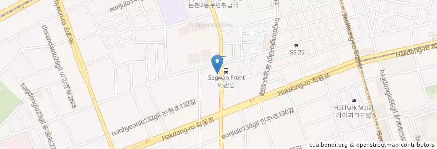 Mapa de ubicacion de 신한은행 en 大韓民国, ソウル, 江南区, 論峴洞, 論峴2洞.