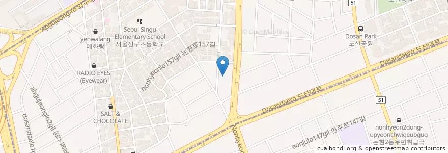 Mapa de ubicacion de 스카이저축은행 en 대한민국, 서울, 강남구, 신사동.