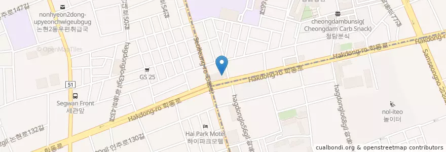 Mapa de ubicacion de 우리은행 en Coreia Do Sul, Seul, 강남구, 청담동.