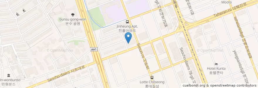 Mapa de ubicacion de 서울진흥아파트우편취급국 en 韩国/南韓, 首尔, 瑞草區, 서초동, 서초4동.