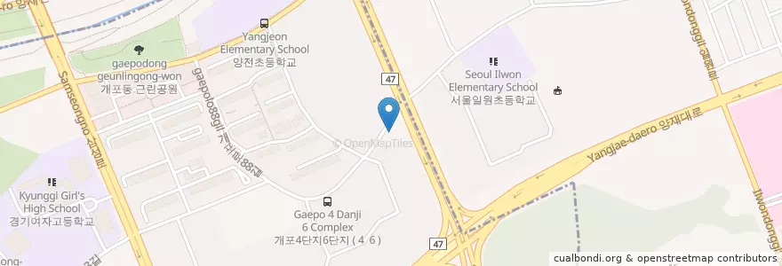 Mapa de ubicacion de 개포동우체국 en کره جنوبی, سئول, 강남구, 개포동, 개포2동.