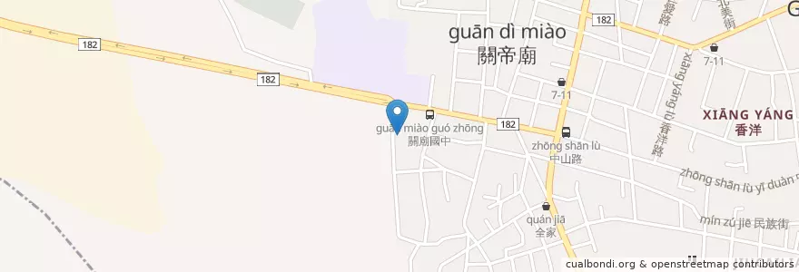 Mapa de ubicacion de 關廟公立幼稚園 en Taiwan, 臺南市, 關廟區.