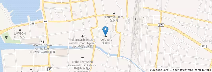 Mapa de ubicacion de 成就寺 en 日本, 千葉県, 木更津市.