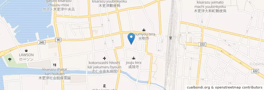 Mapa de ubicacion de 八剱八幡神社 en 日本, 千葉県, 木更津市.