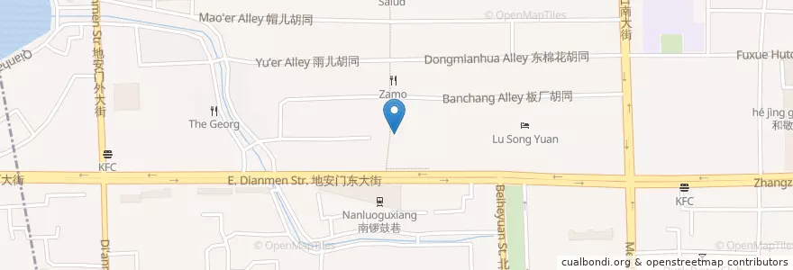 Mapa de ubicacion de 炒豆胡同西口77号旁 en China, Pekín, Hebei, 东城区.