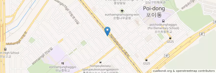 Mapa de ubicacion de 한국스탠다드차타드은행 en 대한민국, 서울, 강남구, 개포4동.