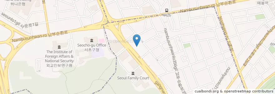 Mapa de ubicacion de 기업은행 en 大韓民国, ソウル, 瑞草区.