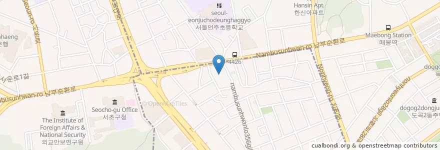 Mapa de ubicacion de 하나은행 en Korea Selatan, 서울, 서초구.