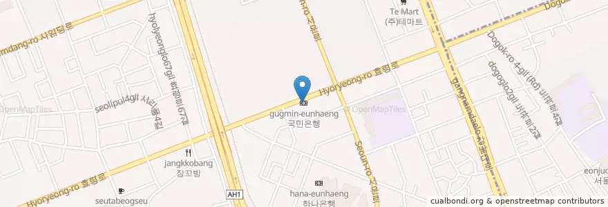 Mapa de ubicacion de 국민은행 en Corea Del Sur, Seúl, 서초구, 서초동, 서초2동.