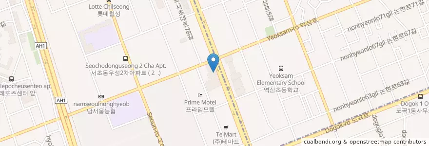 Mapa de ubicacion de 국민은행 en South Korea, Seoul, Seocho-Gu, Seocho 2(I)-Dong.