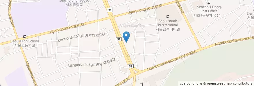 Mapa de ubicacion de 우리은행 en کره جنوبی, سئول, 서초구, 서초3동, 서초동.