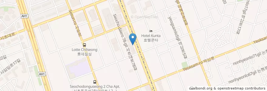 Mapa de ubicacion de 한국스탠다드차타드은행 en Corea Del Sud, Seul, 서초구, 서초2동.