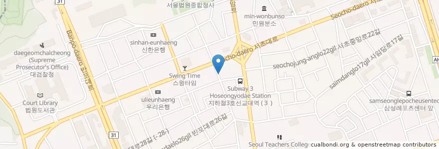 Mapa de ubicacion de 외환은행 en Corée Du Sud, Séoul, 서초구, 서초3동, 서초동.