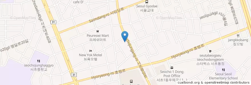 Mapa de ubicacion de 국민은행 en 대한민국, 서울, 서초구, 서초3동, 서초동.