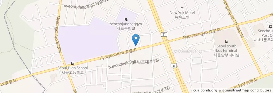 Mapa de ubicacion de 국민은행 en Korea Selatan, 서울, 서초구, 서초3동, 서초동.