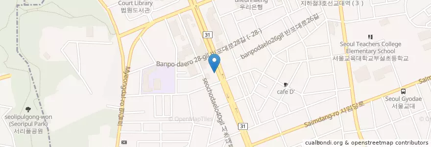 Mapa de ubicacion de 국민은행 en Corée Du Sud, Séoul, 서초구, 서초3동, 서초동.