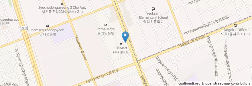 Mapa de ubicacion de 하나은행 en 大韓民国, ソウル, 瑞草区, 서초2동.