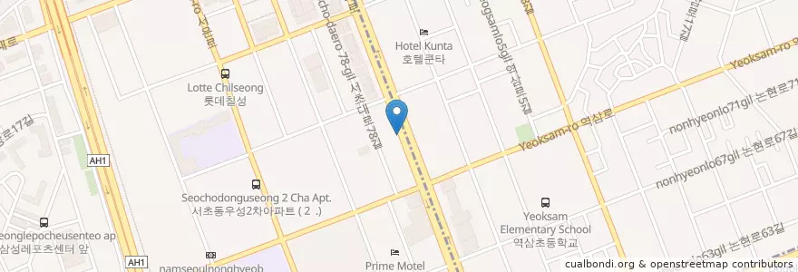 Mapa de ubicacion de 기업은행 en 大韓民国, ソウル, 瑞草区, 서초2동.
