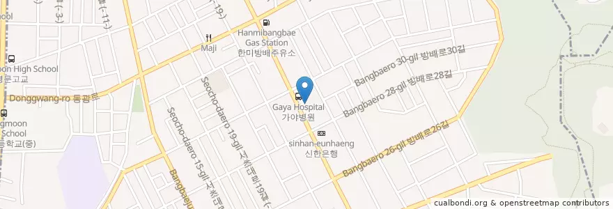 Mapa de ubicacion de 하나은행 en Südkorea, Seoul, 서초구, 방배동, 방배본동.