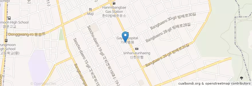 Mapa de ubicacion de 씨티은행 en Coreia Do Sul, Seul, 서초구, 방배동, 방배본동.
