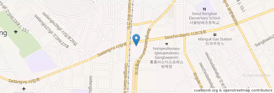 Mapa de ubicacion de 우리은행 en Corea Del Sud, Seul, 서초구, 방배2동.