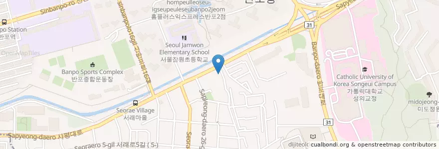 Mapa de ubicacion de 하나은행 en 大韓民国, ソウル, 瑞草区, 반포동, 반포4동.