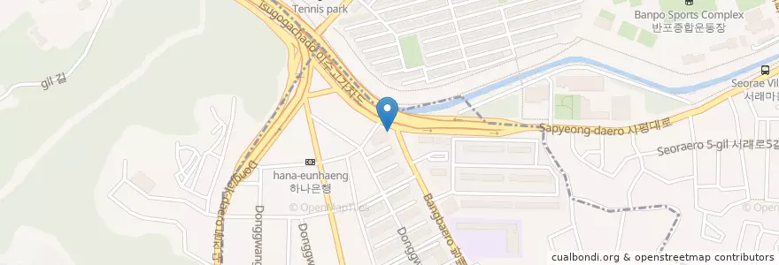 Mapa de ubicacion de 우리은행 en Республика Корея, Сеул, 서초구, 방배4동.