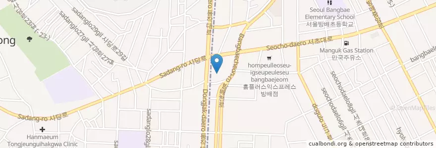 Mapa de ubicacion de 산업은행 en Corée Du Sud, Séoul, 서초구, 방배2동.