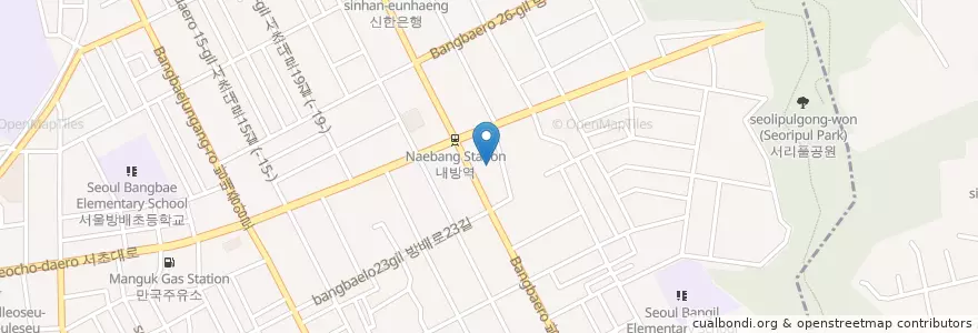 Mapa de ubicacion de 신한은행 en Corea Del Sud, Seul, 서초구, 방배동, 방배1동.