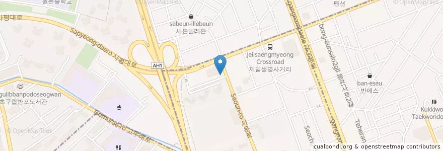 Mapa de ubicacion de 국민은행 en South Korea, Seoul, Seocho-Gu, Seocho 4(Sa)-Dong.