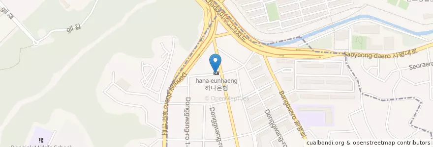 Mapa de ubicacion de 하나은행 en Südkorea, Seoul, 서초구, 방배동, 방배4동.