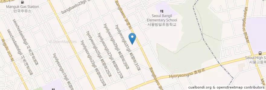 Mapa de ubicacion de 국민은행 en South Korea, Seoul, Seocho-Gu, Bangbae-Dong, Bangbae 1(Il)-Dong.