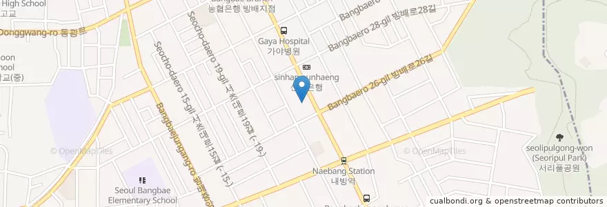 Mapa de ubicacion de 우리은행 en 韩国/南韓, 首尔, 瑞草區, 방배동, 방배본동.