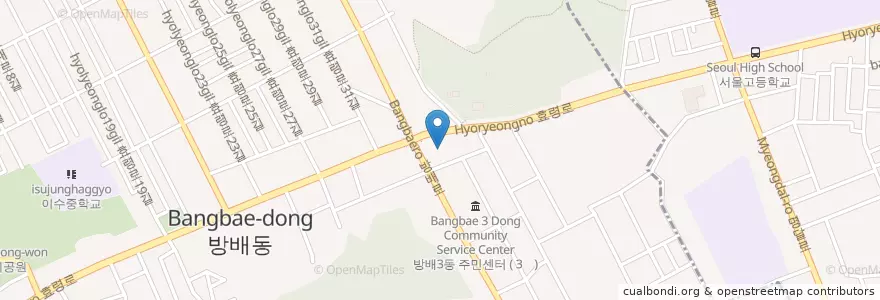 Mapa de ubicacion de 우리은행 en كوريا الجنوبية, سول, 서초구, 방배3동, 방배동.
