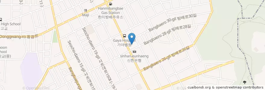 Mapa de ubicacion de 동국한방병원 en كوريا الجنوبية, سول, 서초구, 방배동, 방배본동.