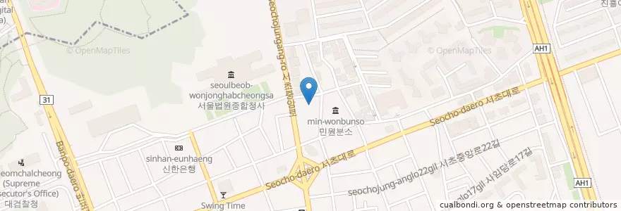 Mapa de ubicacion de KEB하나은행 en Республика Корея, Сеул, 서초구, 서초동, 서초4동.
