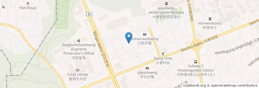 Mapa de ubicacion de 신한은행 en Corea Del Sud, Seul, 서초구, 서초3동, 서초동.