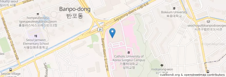 Mapa de ubicacion de 우리은행 en Güney Kore, Seul, 서초구, 반포동, 반포4동.