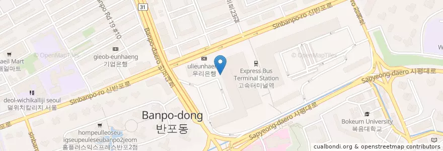 Mapa de ubicacion de 신한은행 en Corée Du Sud, Séoul, 서초구, 반포동.