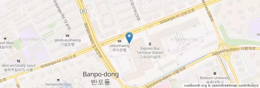 Mapa de ubicacion de KEB하나은행 en Coreia Do Sul, Seul, 서초구, 반포동.