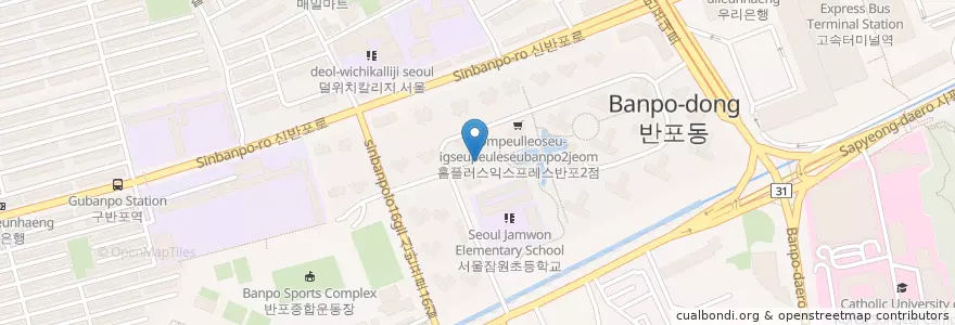 Mapa de ubicacion de 씨티은행 en 대한민국, 서울, 서초구, 반포동, 반포2동.