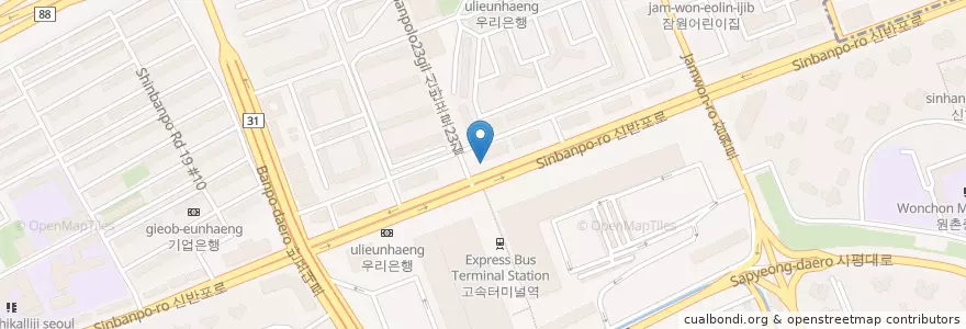 Mapa de ubicacion de 신한은행 en South Korea, Seoul, Seocho-Gu.