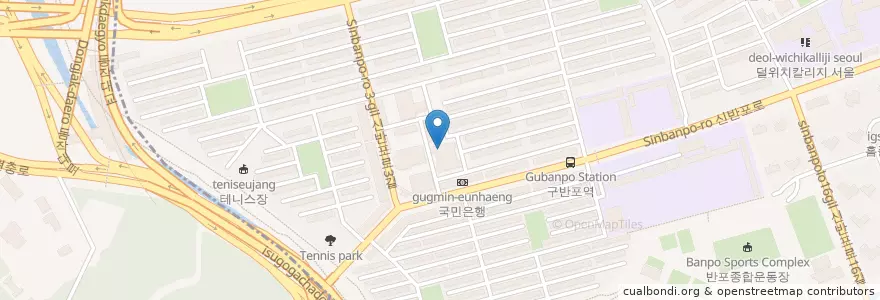 Mapa de ubicacion de 하나은행 en 대한민국, 서울, 서초구, 반포동, 반포본동.