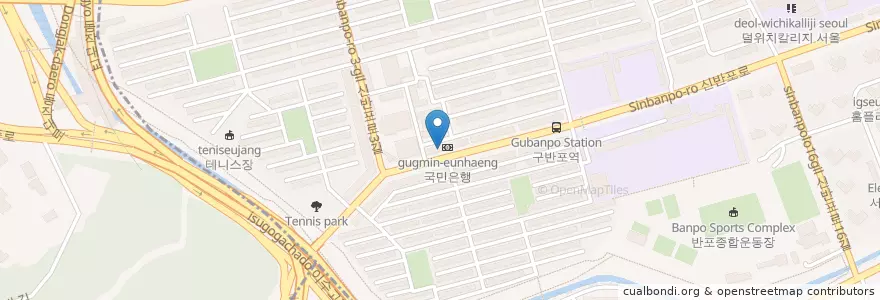 Mapa de ubicacion de 국민은행 en Corea Del Sur, Seúl, 서초구, 반포동, 반포본동.