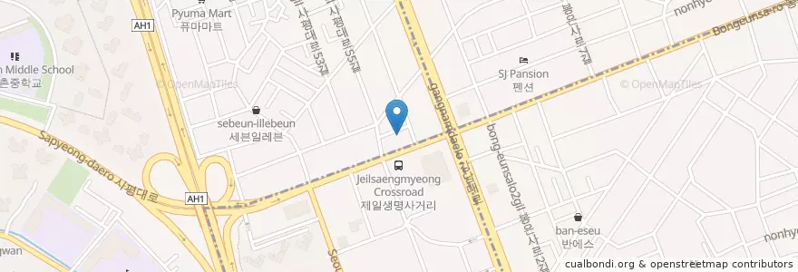 Mapa de ubicacion de 기업은행 en Corée Du Sud, Séoul, 서초구, 반포1동.
