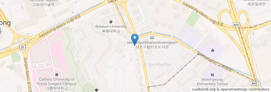 Mapa de ubicacion de 외환은행 en 韩国/南韓, 首尔, 瑞草區, 반포동, 반포1동.