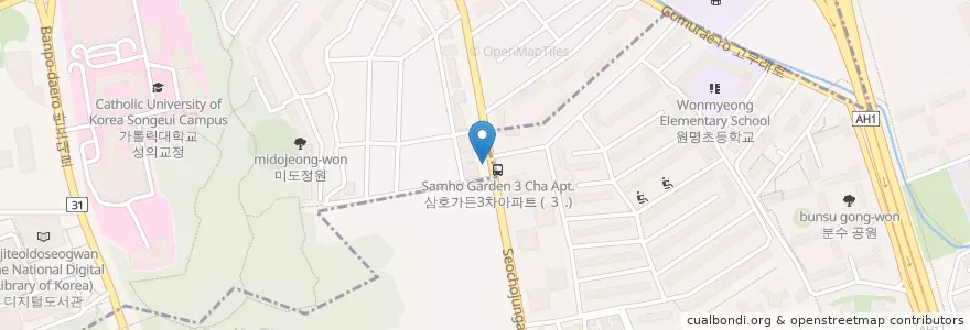 Mapa de ubicacion de 국민은행 en Korea Selatan, 서울, 서초구.