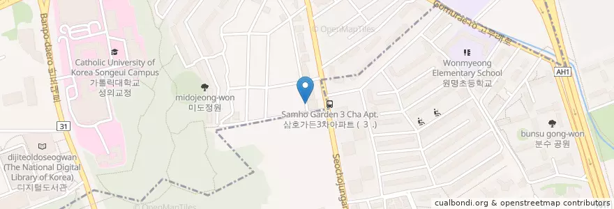 Mapa de ubicacion de 안전센터 en Coreia Do Sul, Seul, 서초구.