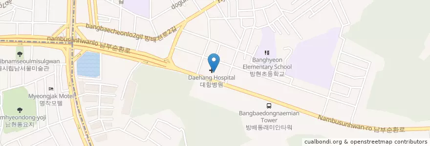 Mapa de ubicacion de 방배119안전센터 en 대한민국, 서울, 서초구, 방배동, 방배2동.